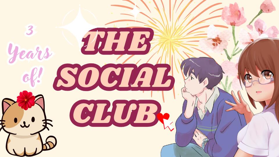Discovery splash banner for The Social Club | Find Friends & Relax ❤ | Celebrating 3-Year Anniversary ✨ Discord server