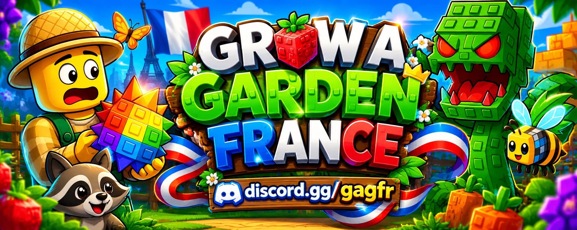 Discovery splash banner for Grow A Garden 2 France 🇫🇷 | Trades, Stock & Météo Discord server