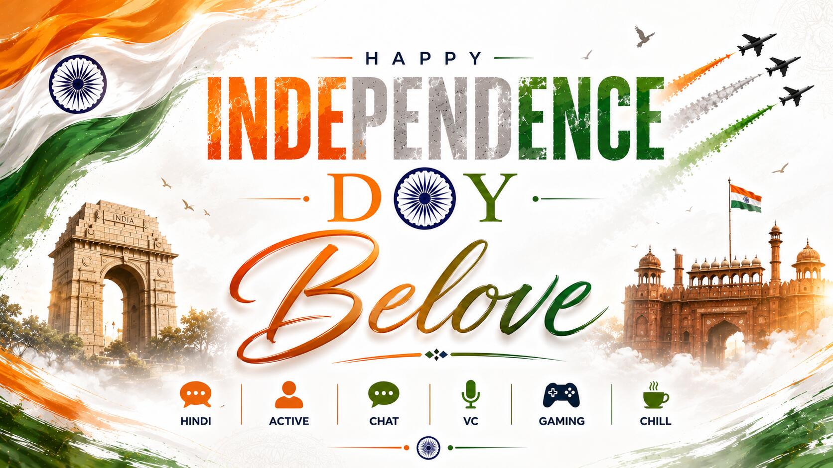 Discovery splash banner for Belove™ | Hindi • Active • Chat • VC • Gaming • Chill Discord server