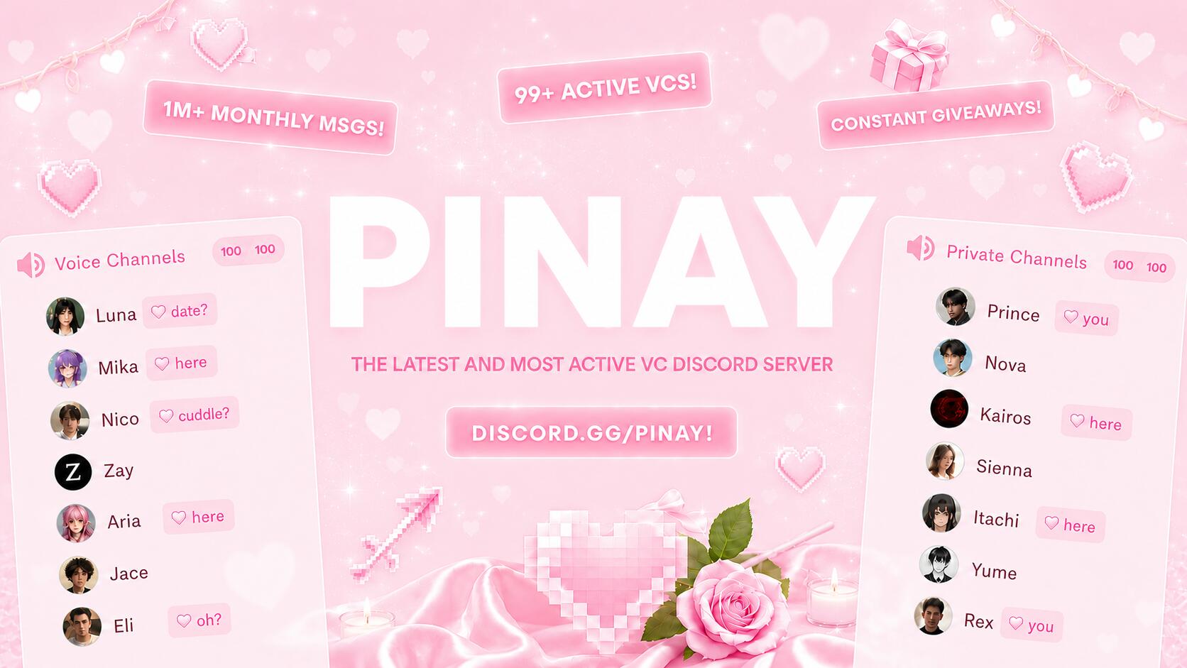 Discovery splash banner for Pinay | Voice Chat • Social • Gaming & Icons • Egirls • Filipino • Make Friends Discord server